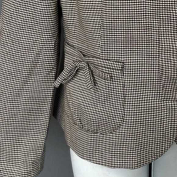 Women’s Size 8 Blazer Black White Houndstooth Career Preppy Bow Pockets Coquette - Picture 15 of 15